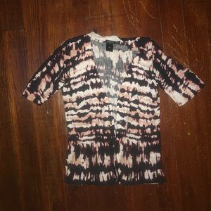 Ann Taylor Short Sleeved Tie Dyed Cardigan